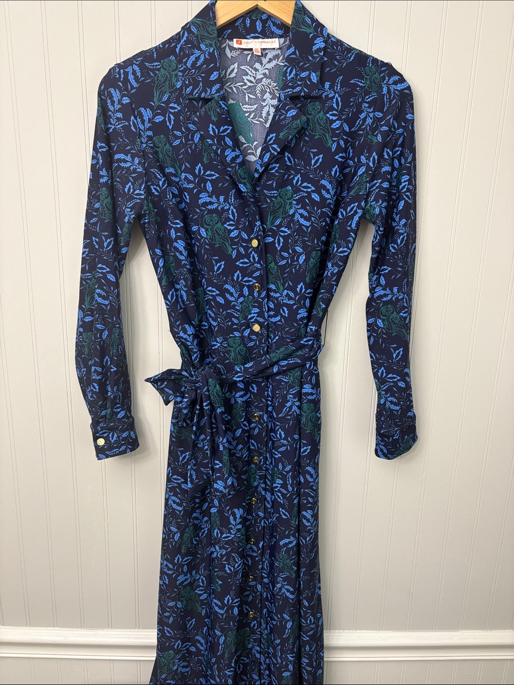 Jude Connally Long Sleeve Button Front Midi Dress Women Size XS